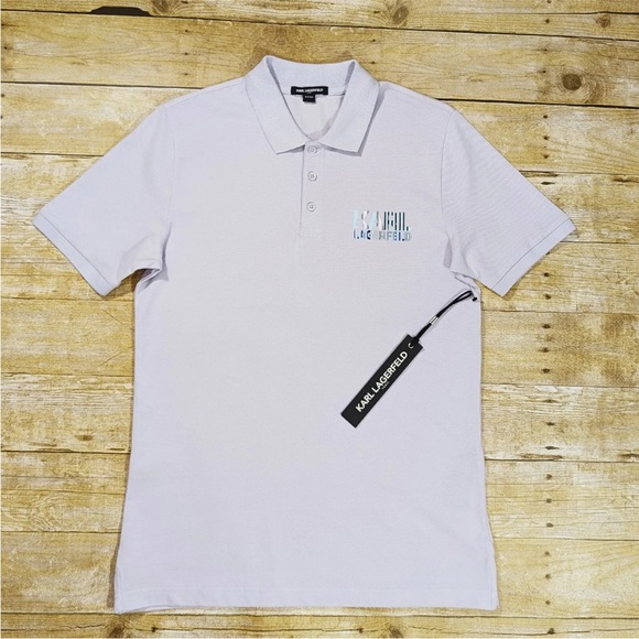 Karl Lagerfeld Men's Pique Polo Shirt XL Slim Fit Light Purple - Picture 6 of 6